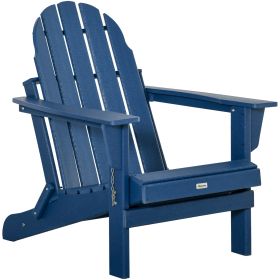 Folding Adirondack Chair, Faux Wood Patio & Fire Pit Chair, Weather Resistant HDPE for Deck, Outside Garden, Porch, Backyard, Blue