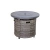 Living Source International 25" H x 32" W Aluminum Outdoor Fire Pit Table with Lid(Mixed Gray)