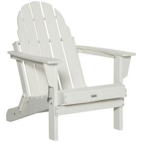 Folding Adirondack Chair, Faux Wood Patio & Fire Pit Chair, Weather Resistant HDPE for Deck, Outside Garden, Porch, Backyard, White