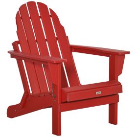 Folding Adirondack Chair, Faux Wood Patio & Fire Pit Chair, Weather Resistant HDPE for Deck, Outside Garden, Porch, Backyard, Red