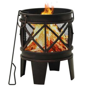 Rustic Fire Pit with Poker Φ16.5"21.3" Steell