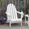 Folding Adirondack Chair, Faux Wood Patio & Fire Pit Chair, Weather Resistant HDPE for Deck, Outside Garden, Porch, Backyard, White