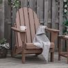 Folding Adirondack Chair, Faux Wood Patio & Fire Pit Chair, Weather Resistant HDPE for Deck, Outside Garden, Porch, Backyard, Brown