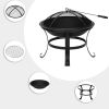 22" Curved Feet Iron Brazier Wood Burning Fire Pit Decoration for Backyard Poolside