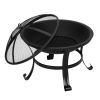 22" Curved Feet Iron Brazier Wood Burning Fire Pit Decoration for Backyard Poolside