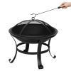 22" Curved Feet Iron Brazier Wood Burning Fire Pit Decoration for Backyard Poolside