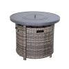 Living Source International 25" H x 32" W Aluminum Outdoor Fire Pit Table with Lid(Mixed Gray)