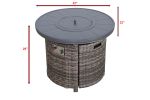 Living Source International 25" H x 32" W Aluminum Outdoor Fire Pit Table with Lid(Mixed Gray)