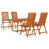 5 Piece Patio Dining Set Solid Wood Eucalyptus