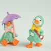 4Pcs Green raincoat duckling, home decoration cartoon creative small ornament gift