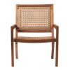 Coastal Solid Wood and Rattan Outdoor Accent Chair – Dark Brown