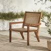 Coastal Solid Wood and Rattan Outdoor Accent Chair – Dark Brown