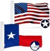 Combo Pack USA American Flag 3x5 Ft Embroidered Stars and Texas State Flag 3x5 Ft Embroidered