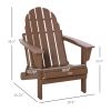 Folding Adirondack Chair, Faux Wood Patio & Fire Pit Chair, Weather Resistant HDPE for Deck, Outside Garden, Porch, Backyard, Brown