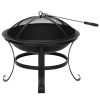 22" Curved Feet Iron Brazier Wood Burning Fire Pit Decoration for Backyard Poolside