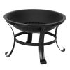 22" Curved Feet Iron Brazier Wood Burning Fire Pit Decoration for Backyard Poolside