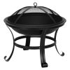 22" Curved Feet Iron Brazier Wood Burning Fire Pit Decoration for Backyard Poolside