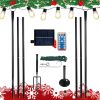 Set of 6 RC String Light Pole, 9 FT Lighting Stand with Semicircle Shape Hooks, LED Solar Bulbs for Parties, Christmas