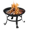 22" Curved Feet Iron Brazier Wood Burning Fire Pit Decoration for Backyard Poolside