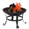 22" Curved Feet Iron Brazier Wood Burning Fire Pit Decoration for Backyard Poolside