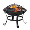 22" Curved Feet Iron Brazier Wood Burning Fire Pit Decoration for Backyard Poolside