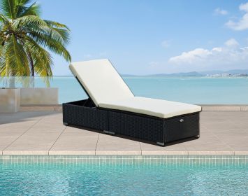 Protivin Reclining Chaise Lounge with Cushion (Color: black)