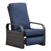 Outdoor Recliner Chair;  Automatic Adjustable Wicker Lounge Recliner Chair with 5.12'' Thicken Cushion