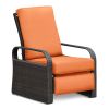 Outdoor Recliner Chair;  Automatic Adjustable Wicker Lounge Recliner Chair with 5.12'' Thicken Cushion