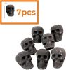 Ceramic Skulls for Fire Pit, Outdoor Fire Tables, 7pcs Reusable Spooky Imitated Human Skull Gas Log for Party, Bonfire,Campfires,Fireplaces, 3 inch