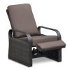 Outdoor Recliner Chair;  Automatic Adjustable Wicker Lounge Recliner Chair with 5.12'' Thicken Cushion